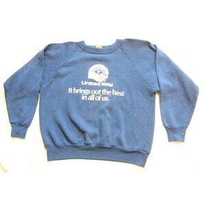 Vintage United Way Wind Jammer Pullover Sweatshirt Men Sz L (WS97) Made in USA